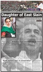 Newspaper Front Pages From Around the World on Benazir Bhutto's Death