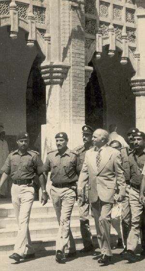 Zulfiqar Ali Bhutto in Court for his murder trial by Zia ul Haq