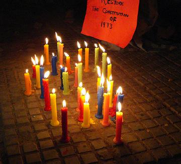 Candle light vigil for democracy and human rights in Pakistan